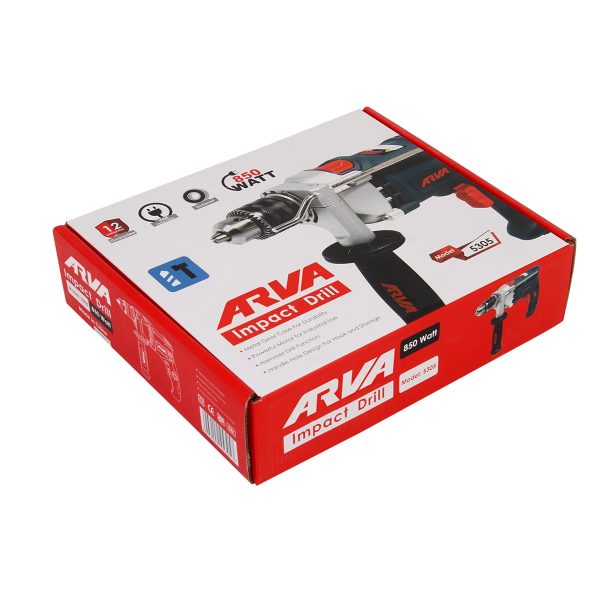 دریل چکشی ۸۵۰ وات ۱۳ میلیمتری آچاری مدل ۵۳۰۵ آروا ARVA کارتن
